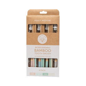 Adult Bamboo Toothbrush - Medium 4 Pack