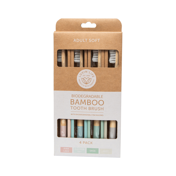 Adult Bamboo Toothbrush - Soft 4 Pack