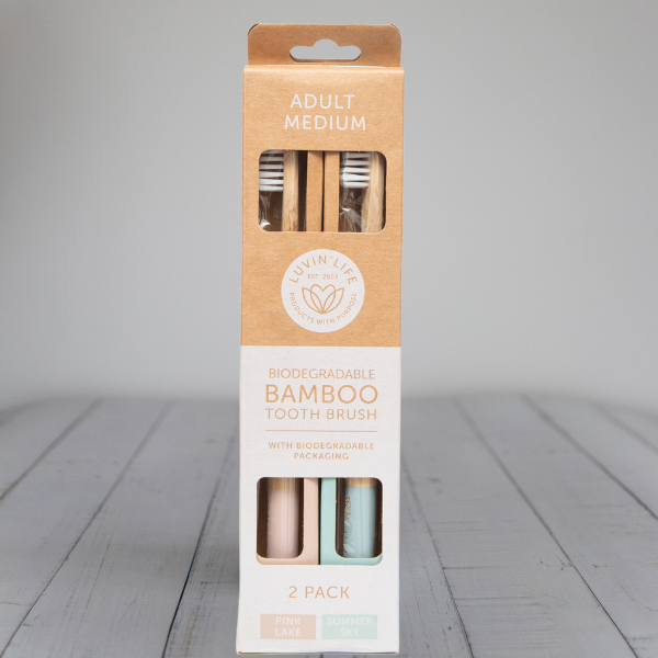 Adult Bamboo Toothbrush - Medium 2 Pack