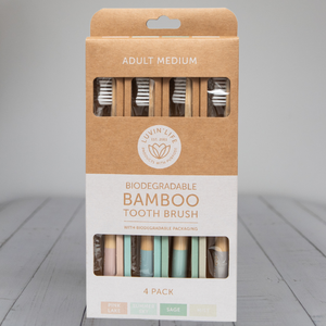 Adult Bamboo Toothbrush - Medium 4 Pack
