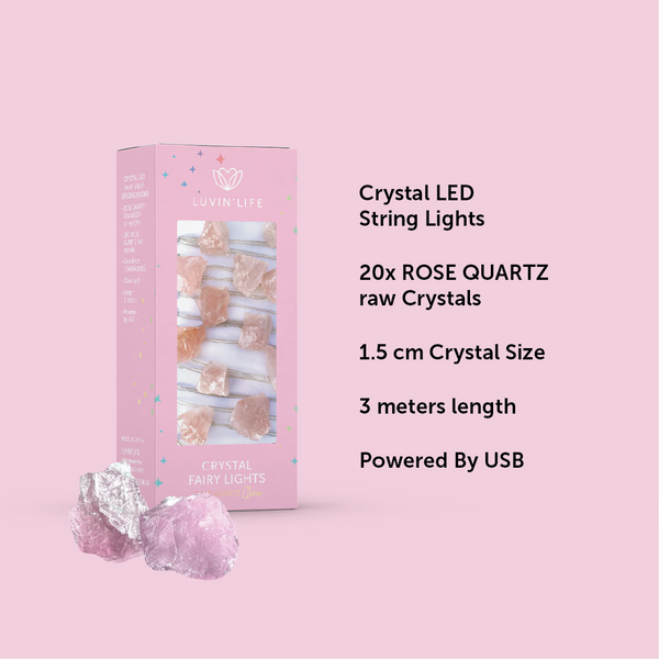 Crystal Fairy Lights - Rose Quartz