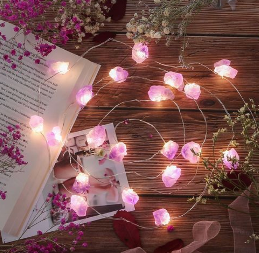 Crystal Fairy Lights - Rose Quartz