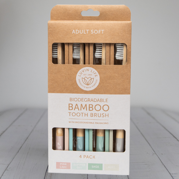 Adult Bamboo Toothbrush - Soft 4 Pack