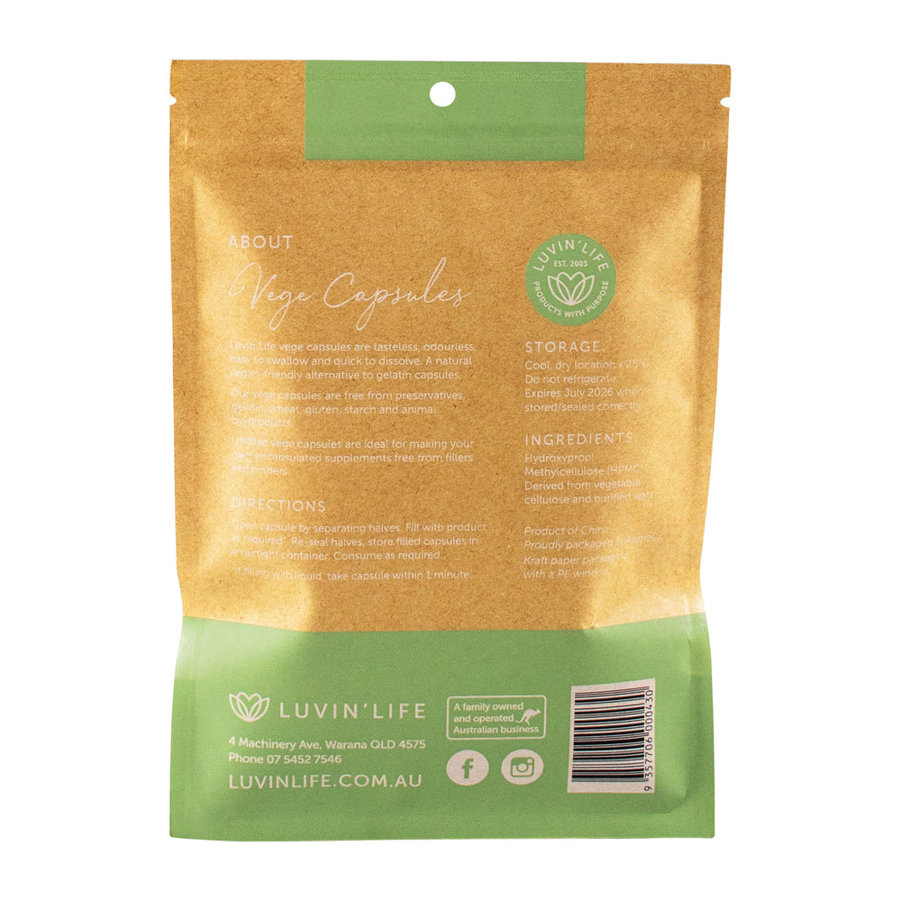 Unfilled Vege Capsules 100 pcs